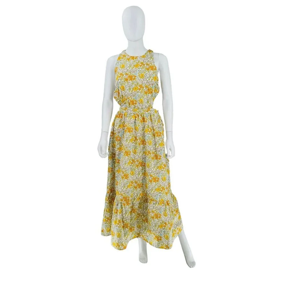 Hyacinth House NEW Yellow Pastel Retro Floral Maggie Maxi Dress Size Small - Picture 2 of 9